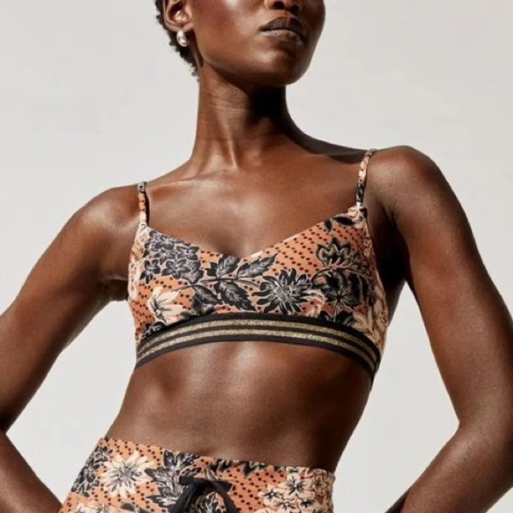 The Upside sz 6 Sports Bra Set of 3 leopard ruffle batik corfu Jewel Leo Natcha